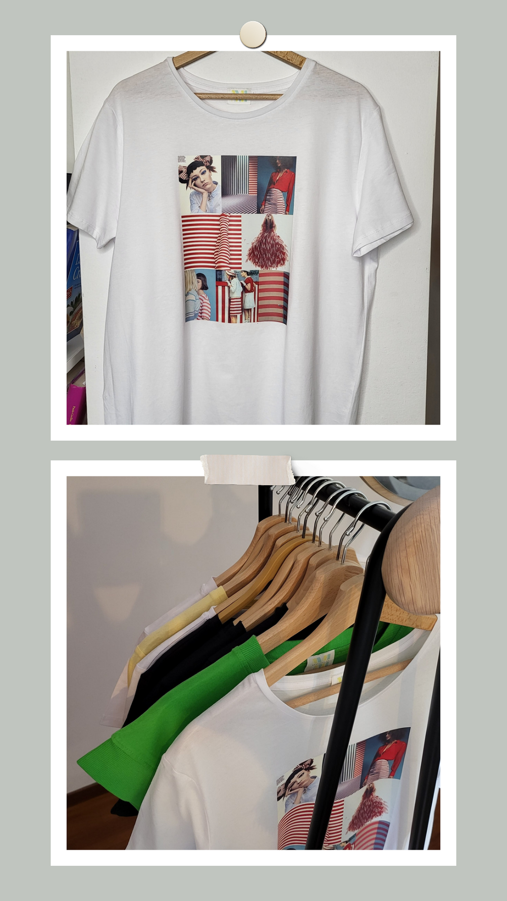 T-SHIRT bianco "RIGHE ROSSE"