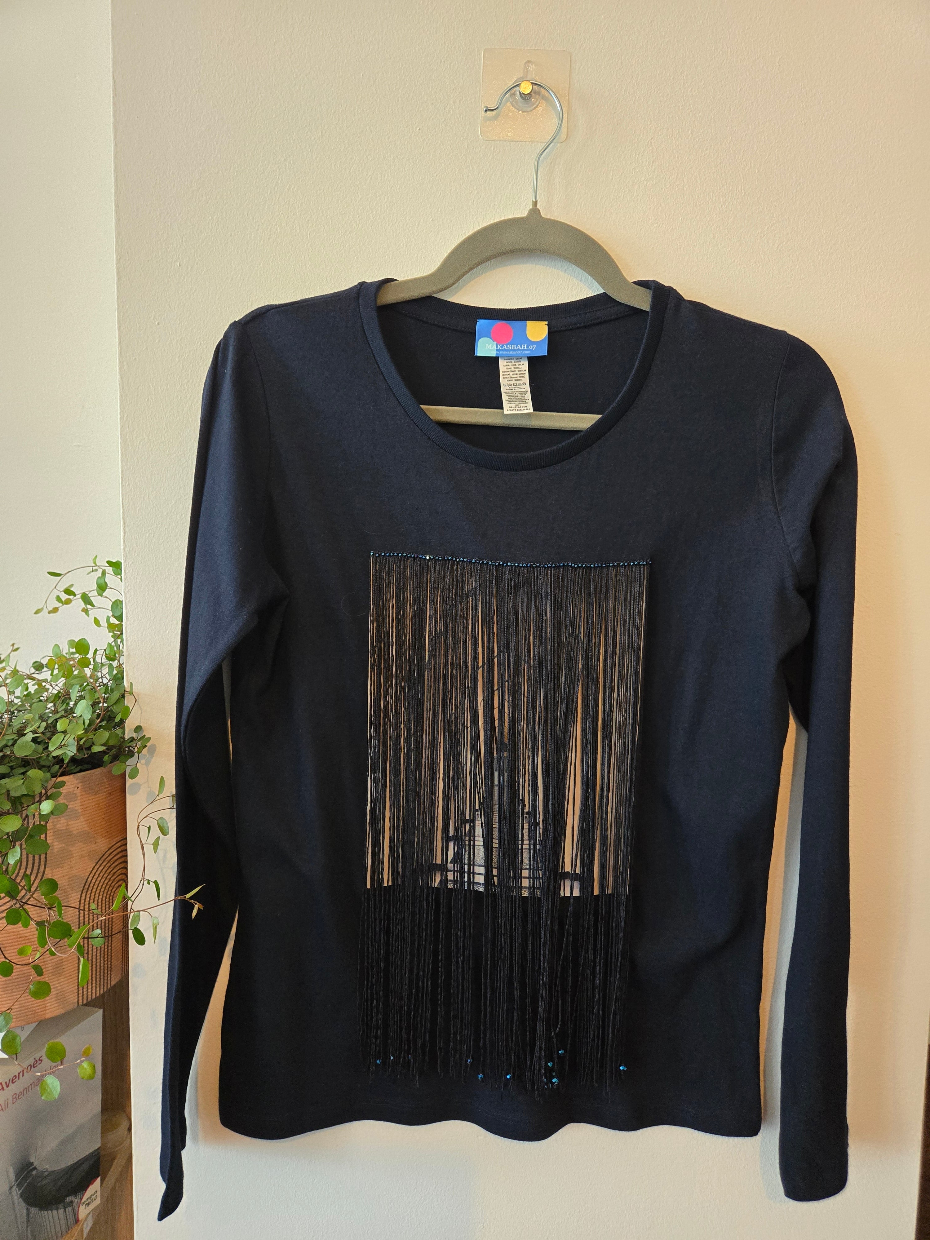 T-SHIRT - "Porta araba" Maglietta Artigianale con Frange e Perline