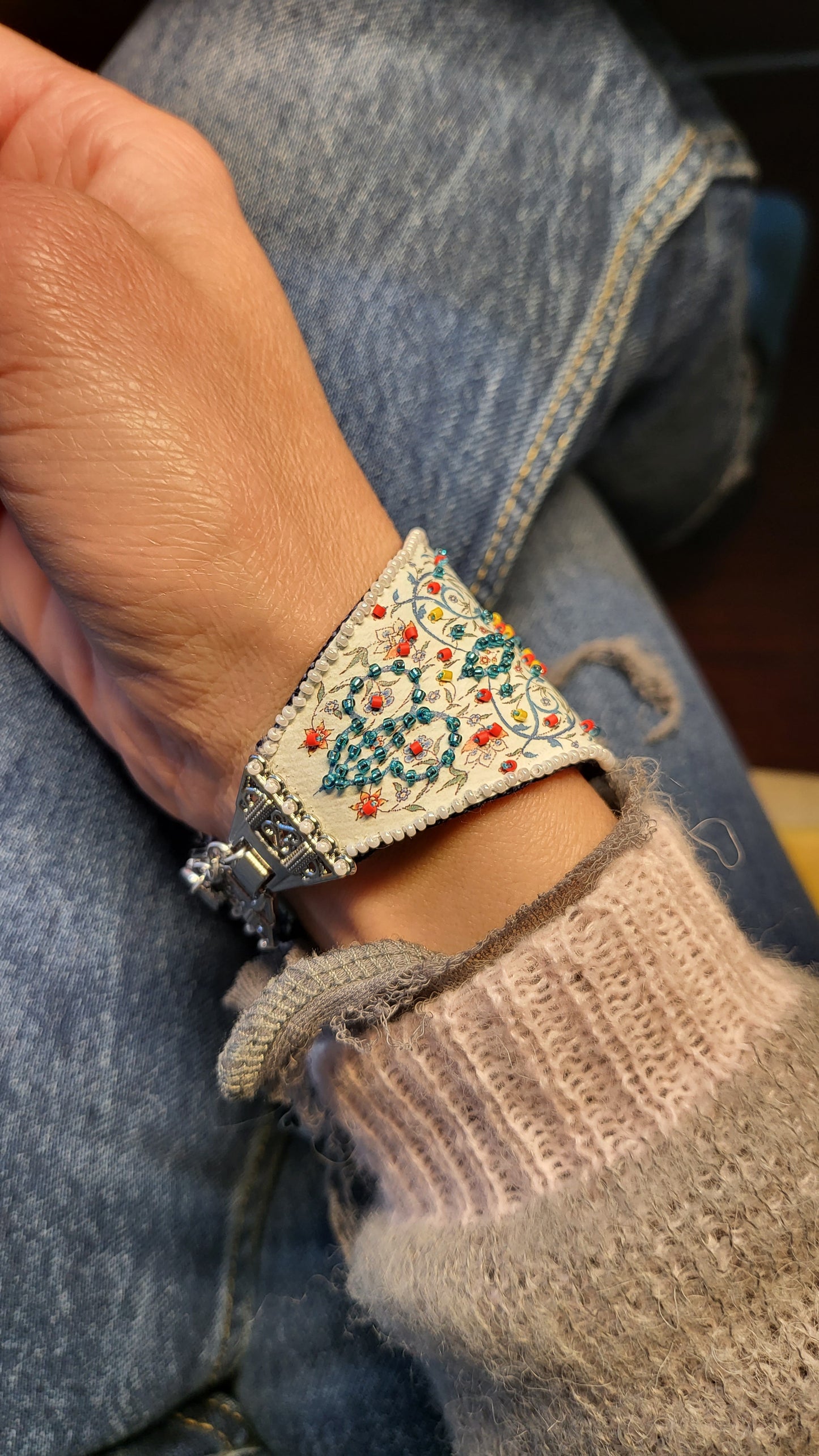 Bracelet Arabesque turquoise/blanc