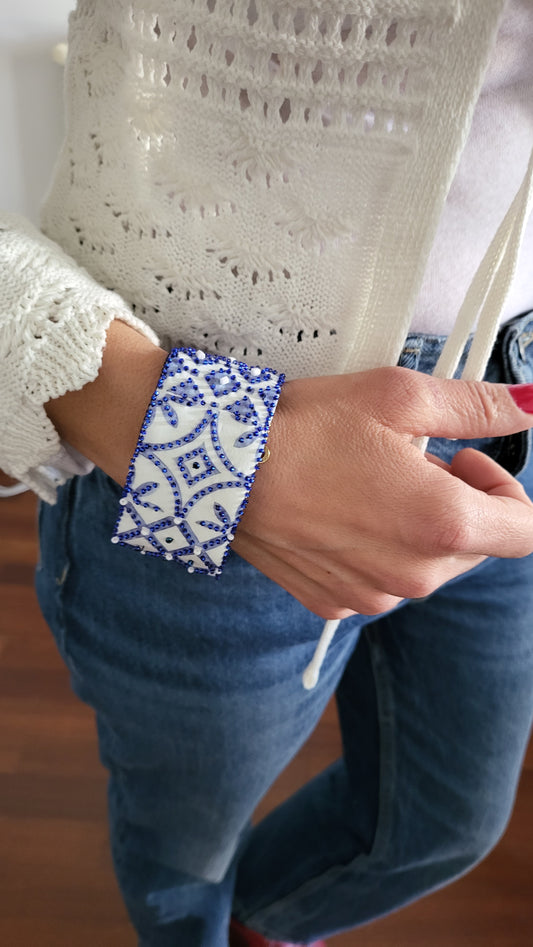 Bracelet Arabesque Blanc/Bleu