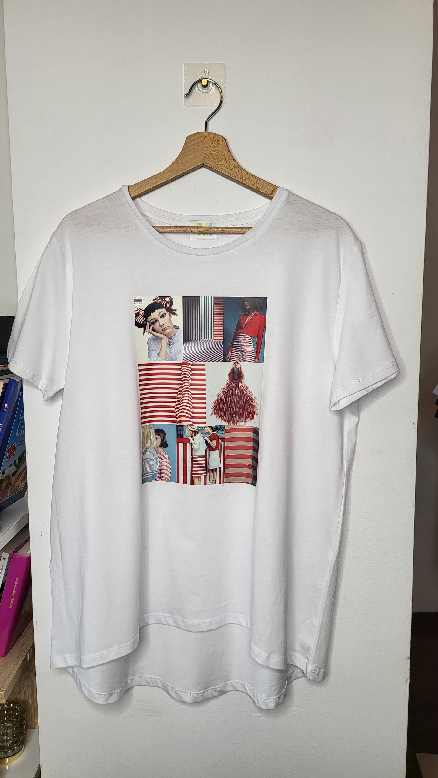 T-shirt blanc « RAYURES ROUGES »