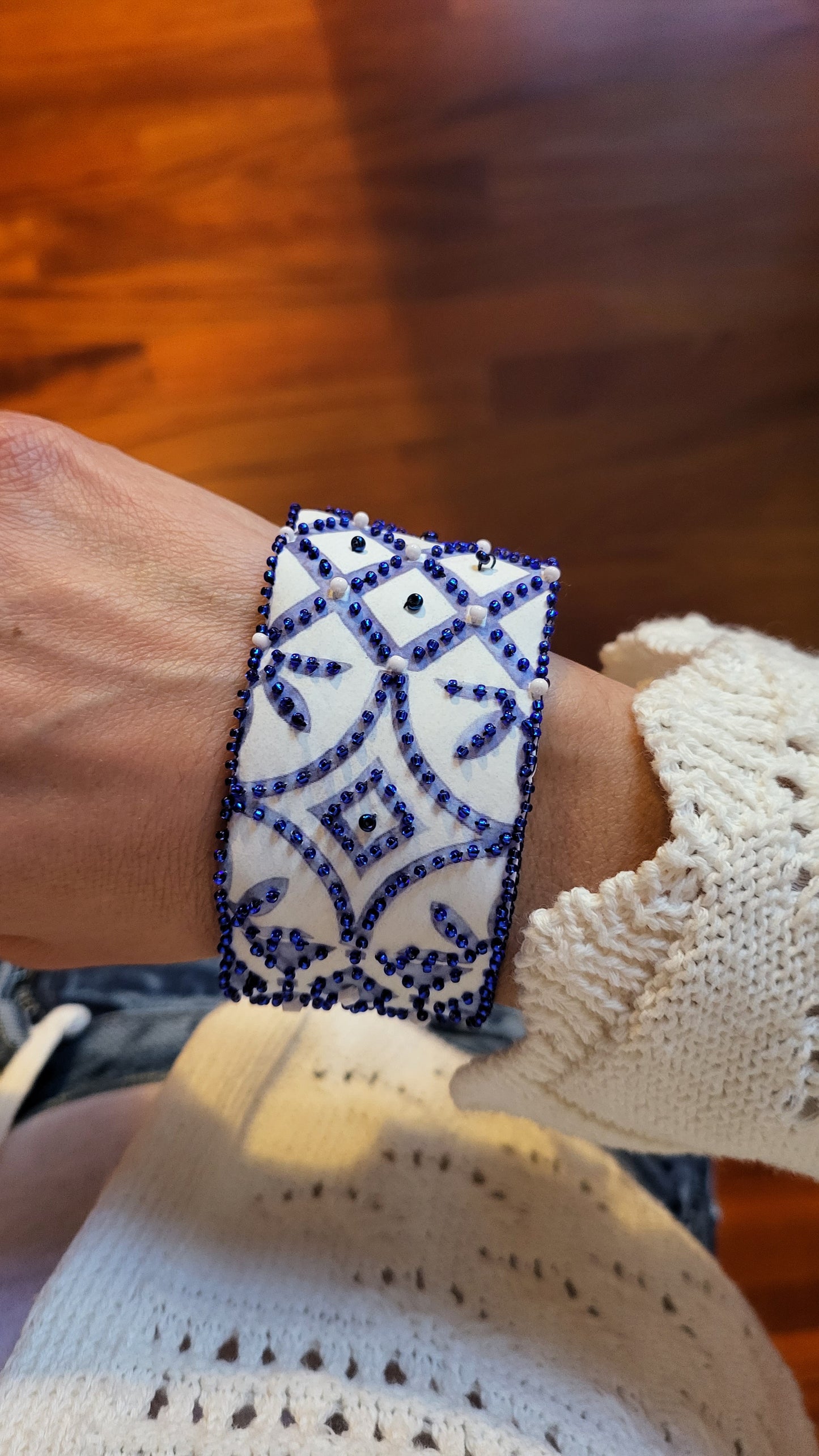 Bracelet Arabesque Blanc/Bleu