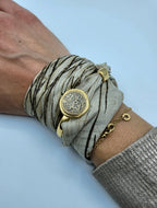 019 - Semi-rigid BRACELET with Algerian coin and silk scarf