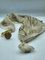 019 - Semi-rigid BRACELET with Algerian coin and silk scarf