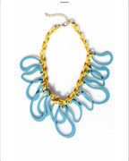 041 - COLLANA Girocollo in Resina GIALLO/TURCHESE