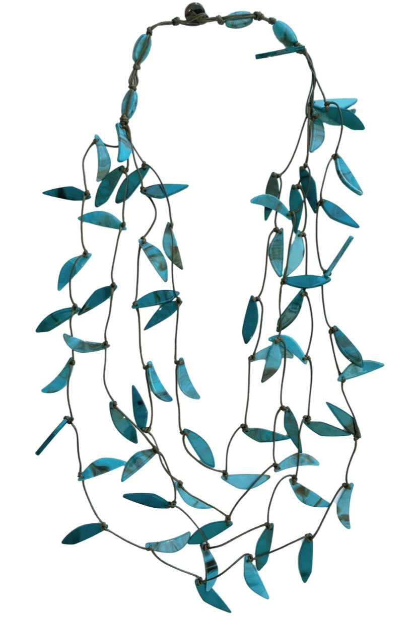 051 - Collier en résine l'éveil des feuilles TURQUOISE